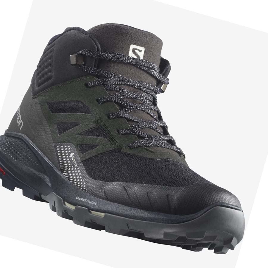 Salomon OUTPULSE MID GORE-TEX Túracipő Férfi Fekete | HU 2084QMA